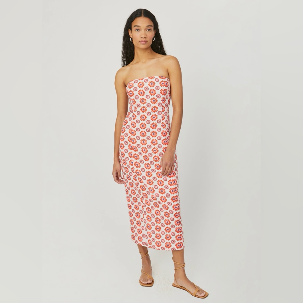 Rhode Linen Lisa Dress In Retro Fleur